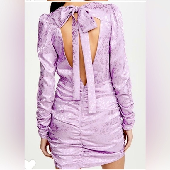 NWT!! For Love & Lemons- Free People Lavender Fiji Ruched Open-Back Mini Dress - Picture 1 of 7